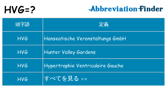 hvg は何の略します。