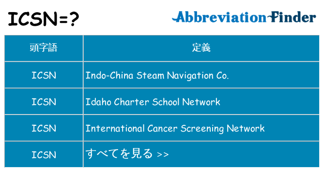 icsn は何の略します。