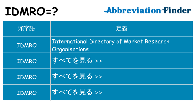 idmro は何の略します。