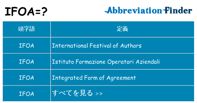 ifoa は何の略します。
