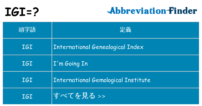 igi は何の略します。