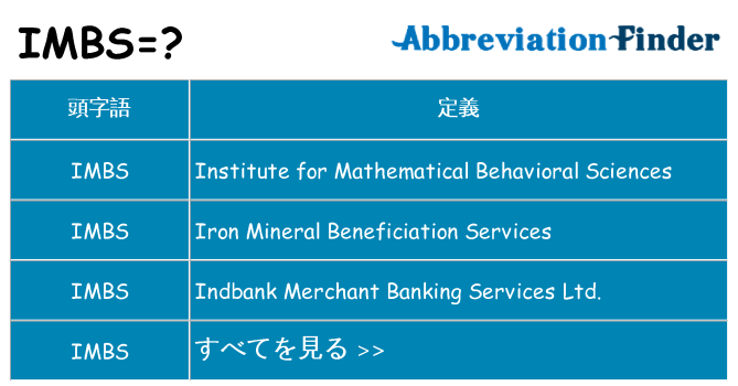 imbs は何の略します。