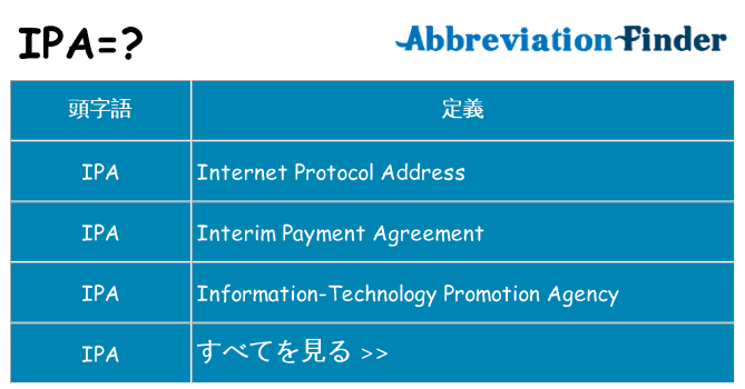 ipa は何の略します。