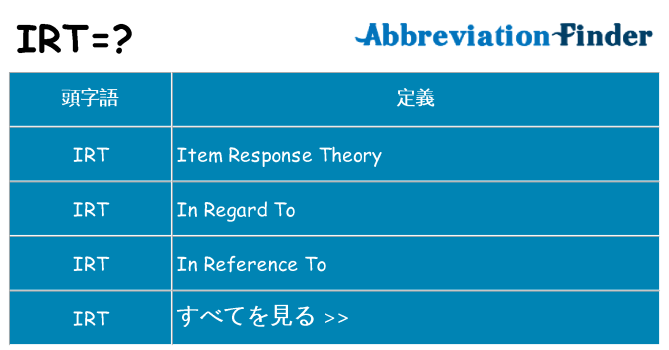 irt は何の略します。