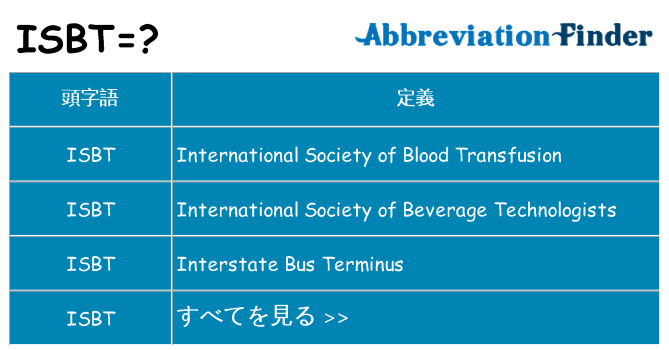isbt は何の略します。
