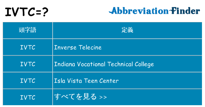 ivtc は何の略します。
