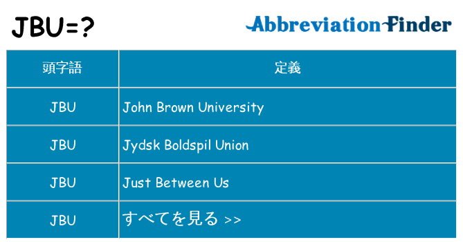 jbu は何の略します。