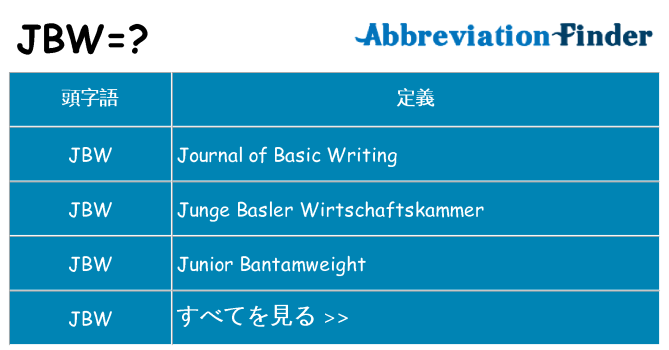 jbw は何の略します。