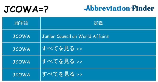 jcowa は何の略します。
