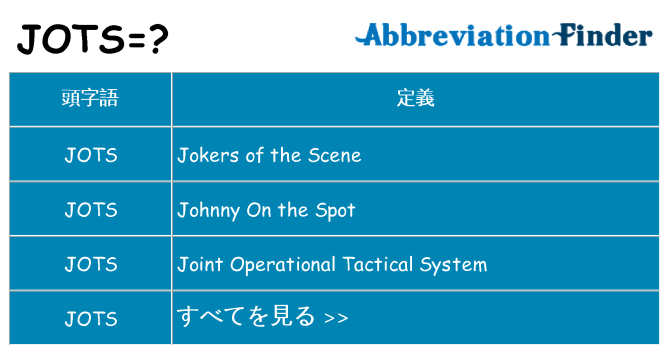 jots は何の略します。