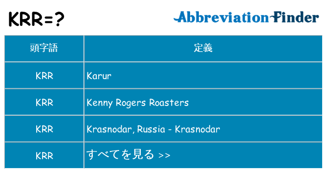 krr は何の略します。