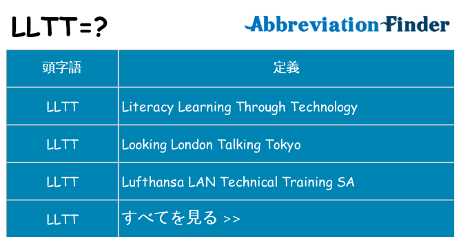 lltt は何の略します。