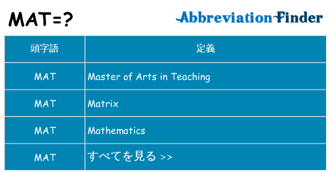 mat は何の略します。