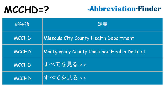 mcchd は何の略します。