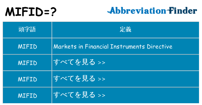 mifid は何の略します。