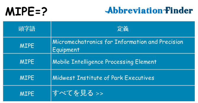 mipe は何の略します。