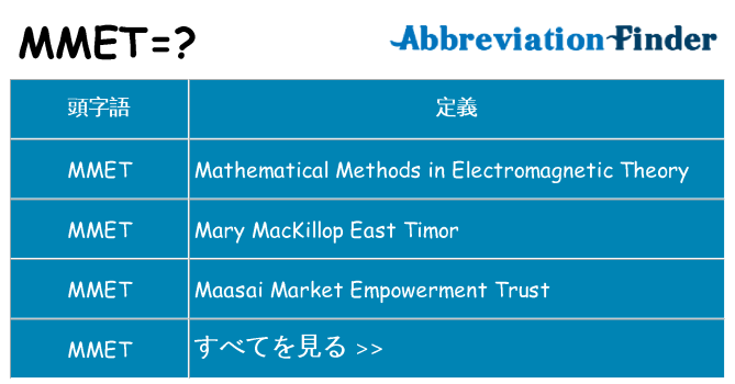 mmet は何の略します。
