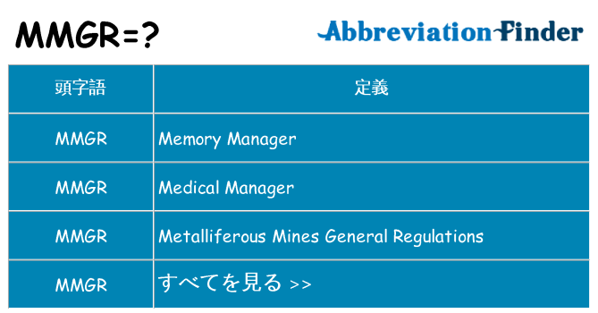 mmgr は何の略します。