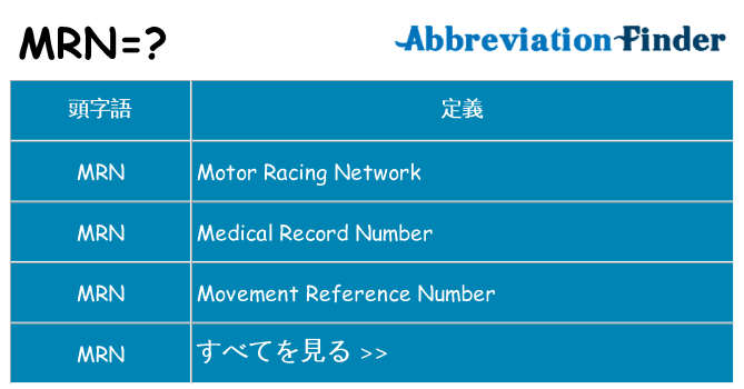mrn は何の略します。