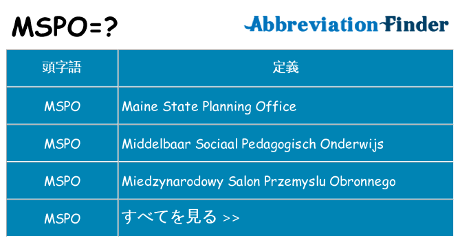 mspo は何の略します。