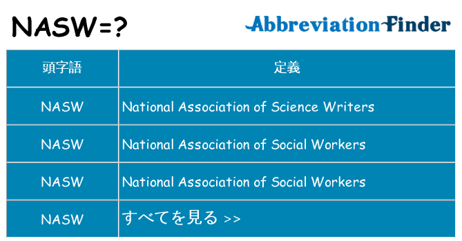 nasw は何の略します。