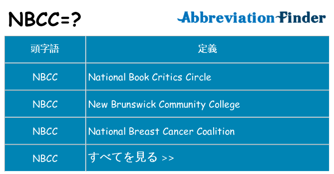 nbcc は何の略します。