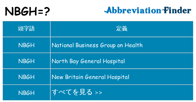 nbgh は何の略します。