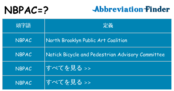 nbpac は何の略します。