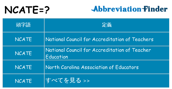 ncate は何の略します。