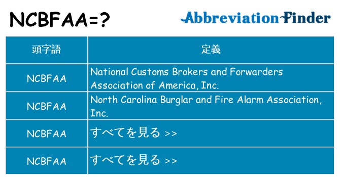 ncbfaa は何の略します。