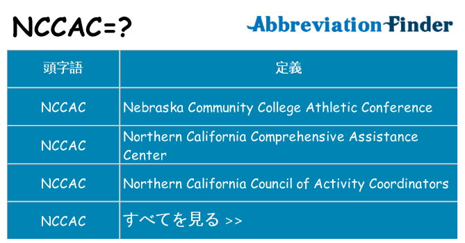 nccac は何の略します。
