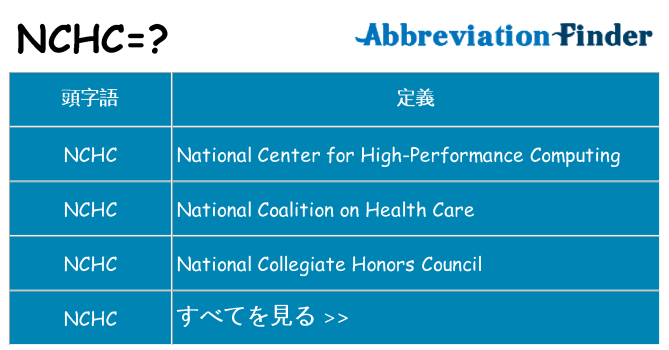nchc は何の略します。