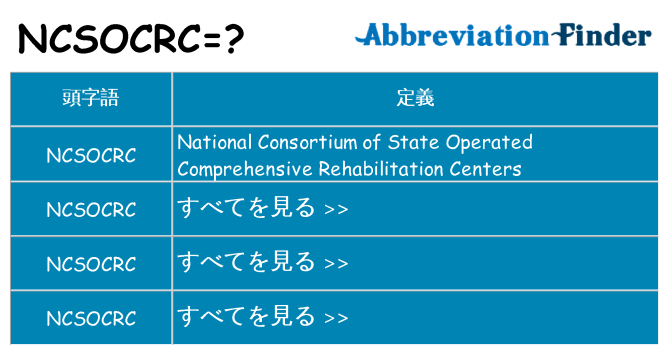 ncsocrc は何の略します。