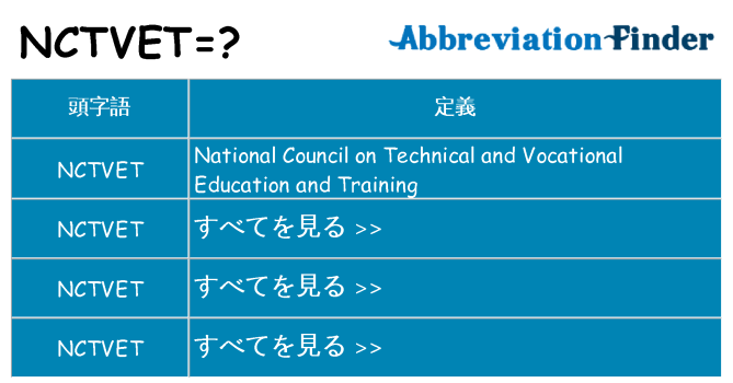 nctvet は何の略します。