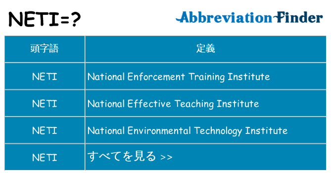 neti は何の略します。