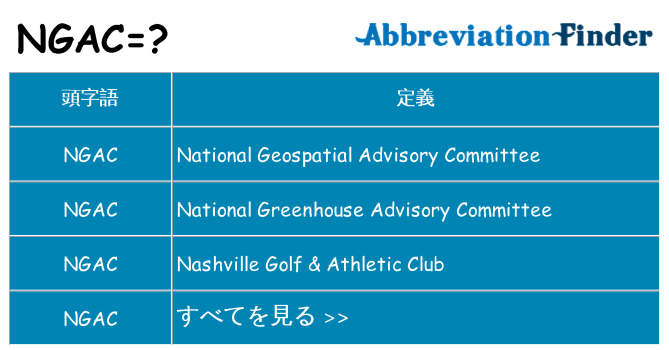 ngac は何の略します。