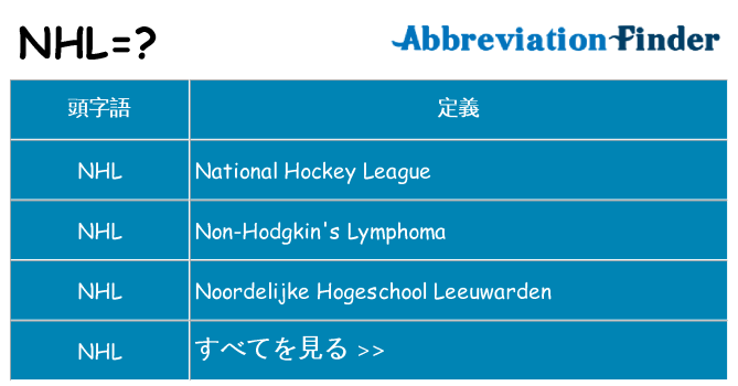 nhl は何の略します。