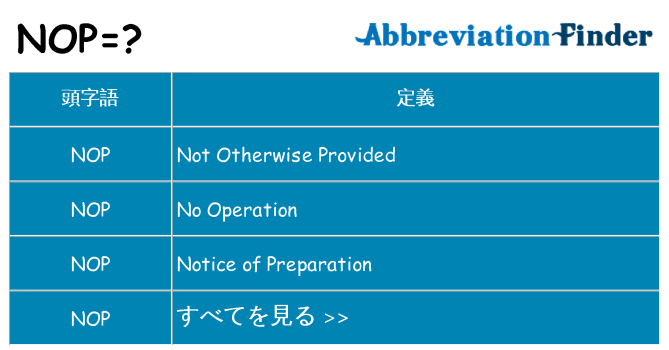 nop は何の略します。