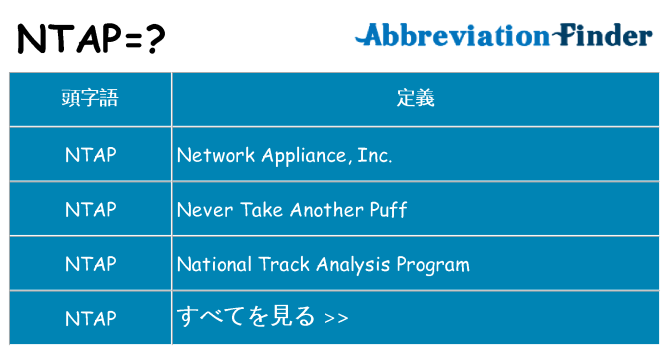 ntap は何の略します。