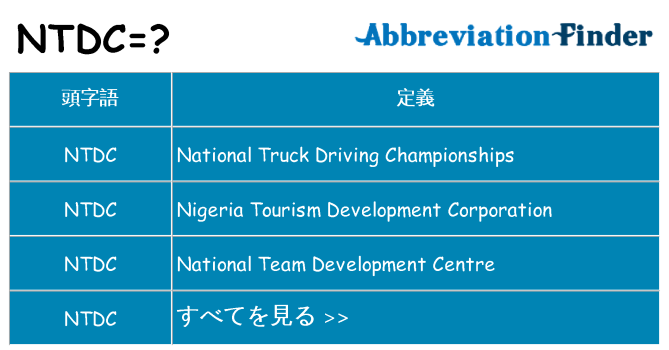 ntdc は何の略します。