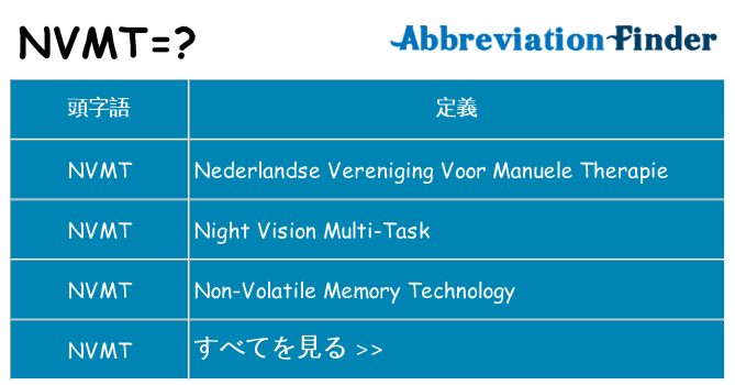 nvmt は何の略します。