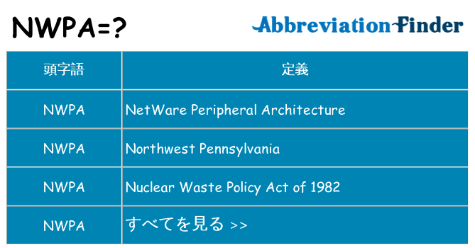 nwpa は何の略します。