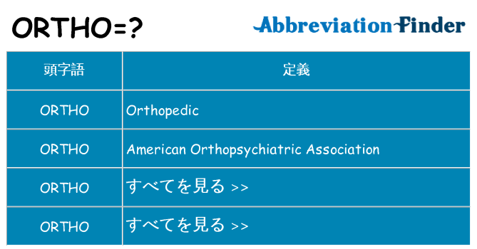 ortho は何の略します。