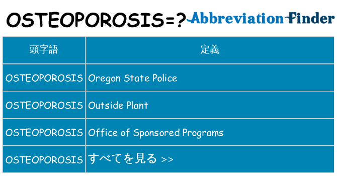 osteoporosis は何の略します。