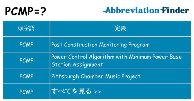 pcmp は何の略します。