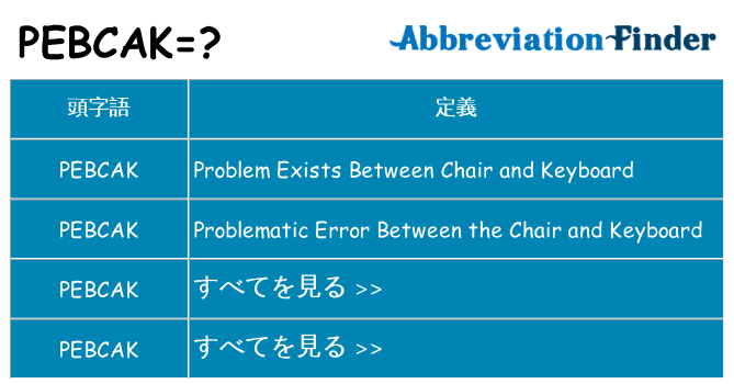 pebcak は何の略します。