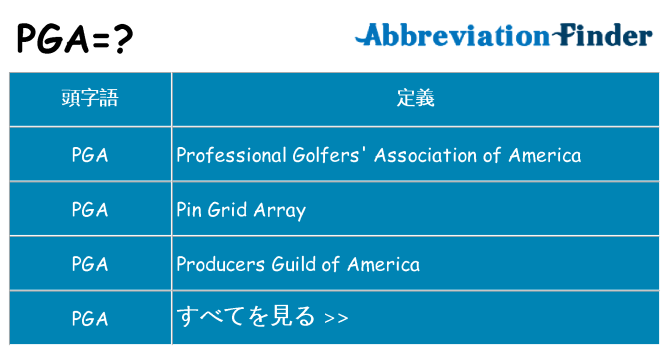 pga は何の略します。