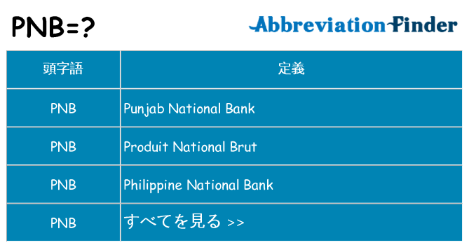 pnb は何の略します。