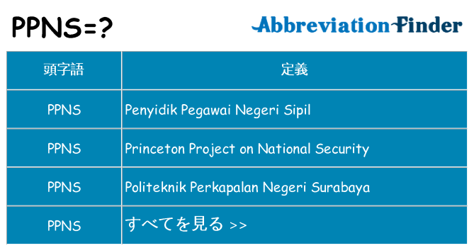 ppns は何の略します。