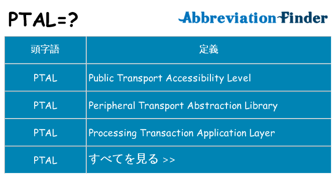 ptal は何の略します。